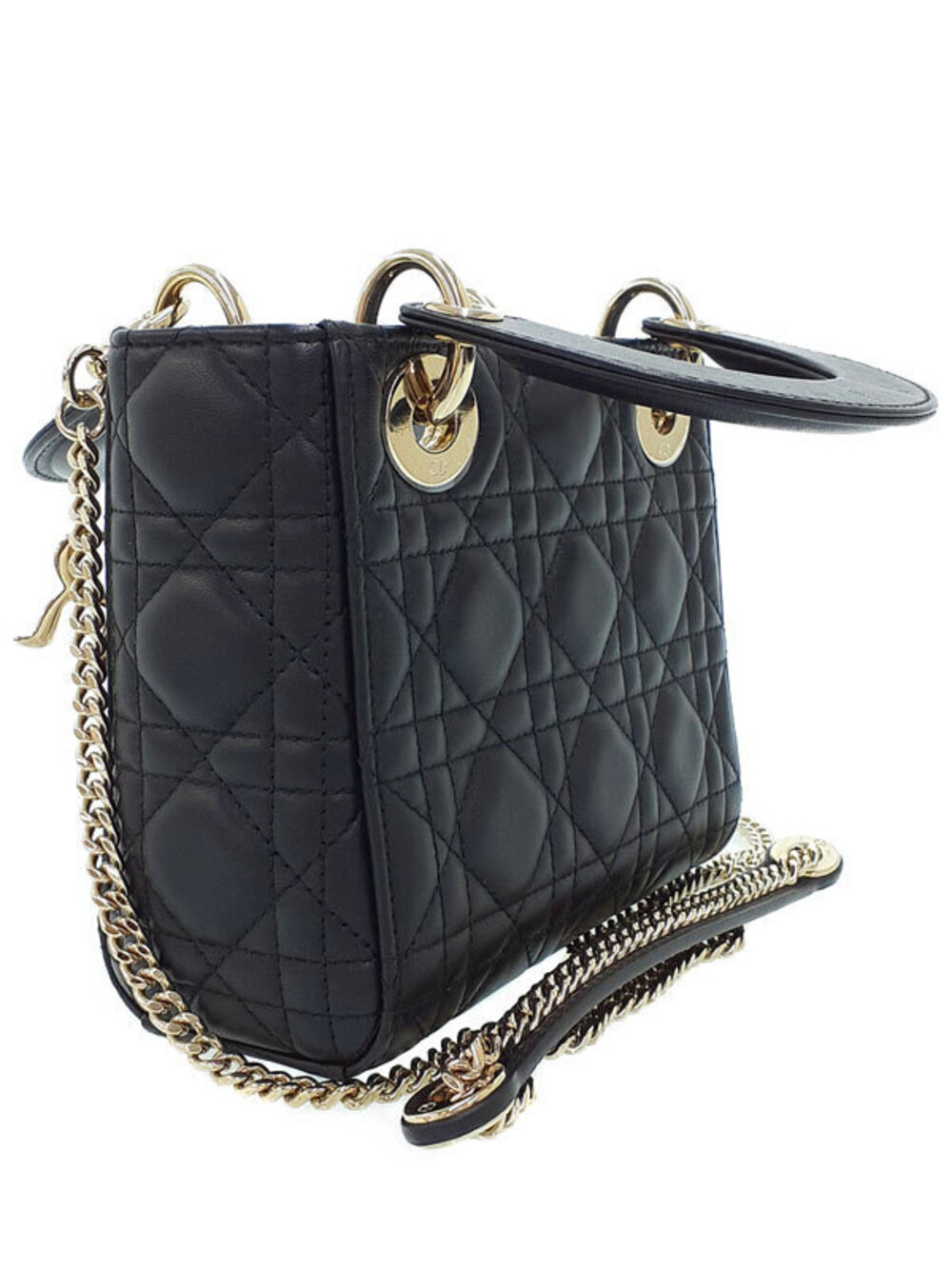 Dior Black Quilted Cannage Lambskin Lady  Christian  Bag Black